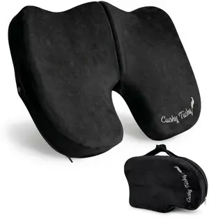 Premium Slim Foldable Travel Seat Cushion - for Relief of Lower Back, Sciatic, Butt and Tailbone Pain - for Home & Office Use, Perfect for Travel or Driving - Slim Coccyx Cushion - Black Premium Slim Foldable Travel Seat Cushion - for Relief of Lower Back, Sciatic, Butt and Tailbone Pain - for Home & Office Use, Perfect for Travel or Driving - Slim Coccyx Cushion - Black