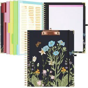 Clipboard with Storage 8.5 X 11Padfolio Organizer, Spiral Portfolio Letter Size with Notepad, Pen Holder, 5 Extra Folder Divider Pages, Elastic Closure Nurse Essentials (Night Flowers) Clipboard with Storage 8.5 X 11Padfolio Organizer, Spiral Portfolio Letter Size with Notepad, Pen Holder, 5 Extra Folder Divider Pages, Elastic Closure Nurse Essentials (Night Flowers)