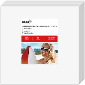 Double Sided Thick Matte Photo Paper 12x12 Inch 66LB 50 Sheets 250gsm Heavyweight Cardstock Paper Compatible with Inkjet Printer and Dye Ink Double Sided Thick Matte Photo Paper 12x12 Inch 66LB 50 Sheets 250gsm Heavyweight Cardstock Paper Compatible with Inkjet Printer and Dye Ink