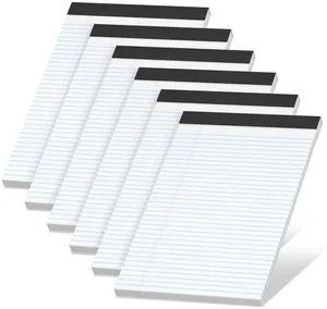 6 Pack Legal Pads 8.5 x 11, White, College Ruled, 30 Sheets Each Legal Pads Heavyweight Paper, Ink Bleed Resistant, Smooth Writing Durable Cardboard Back, Easy Tear-Off, White Paper,Everyday Writing 6 Pack Legal Pads 8.5 x 11, White, College Ruled, 30 Sheets Each Legal Pads Heavyweight Paper, Ink Bleed Resistant, Smooth Writing Durable Cardboard Back, Easy Tear-Off, White Paper,Everyday Writing