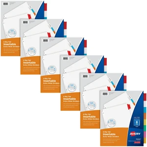 Big Tab Extra-Wide Insertable Dividers, 8-Tab, Color, 6 Sets For Organizing Reports and Projects, White Dividers, 3-Hole Punched, Printable Laser & Inkjet Inserts, For 3-Ring Binders Big Tab Extra-Wide Insertable Dividers, 8-Tab, Color, 6 Sets For Organizing Reports and Projects, White Dividers, 3-Hole Punched, Printable Laser & Inkjet Inserts, For 3-Ring Binders
