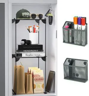 Locker Accessories and Decor Kit, Pack of 4, Grey Mesh Locker Shelf, Locker Organizer, Magnetic Basket, Pen Holder Locker Accessories and Decor Kit, Pack of 4, Grey Mesh Locker Shelf, Locker Organizer, Magnetic Basket, Pen Holder