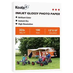 Double Sided Thin Glossy Photo Paper 13x19 In 32LB 100 Sheets Compatible with Inkjet Printer and Dye Ink for Magazine and Poster Printing, 120gsm Double Sided Thin Glossy Photo Paper 13x19 In 32LB 100 Sheets Compatible with Inkjet Printer and Dye Ink for Magazine and Poster Printing, 120gsm