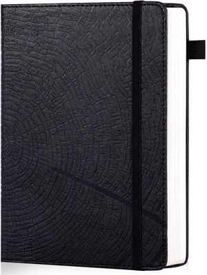 Lined Journal for Men & Women, Tree Growth Ring Hardcover A5 Notebook 256 Pages, 100 GSM Paper, Vegan Leather Bound Journal, Diary, Lay-Flat, Daily Writing & Journaling, Work & Travel, Black Lined Journal for Men & Women, Tree Growth Ring Hardcover A5 Notebook 256 Pages, 100 GSM Paper, Vegan Leather Bound Journal, Diary, Lay-Flat, Daily Writing & Journaling, Work & Travel, Black