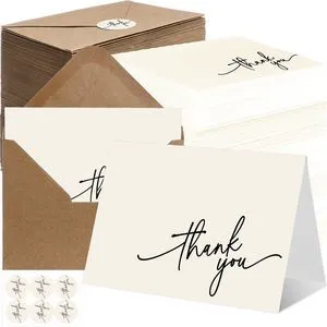 200 Pcs Thank You Cards with Envelopes Stickers, 3.5x5", Cream Folded Blank Thank You Notes Bulk, Kraft Envelopes and Stickers, for Wedding Business Graduation Baby Shower Bridal Shower 200 Pcs Thank You Cards with Envelopes Stickers, 3.5x5", Cream Folded Blank Thank You Notes Bulk, Kraft Envelopes and Stickers, for Wedding Business Graduation Baby Shower Bridal Shower