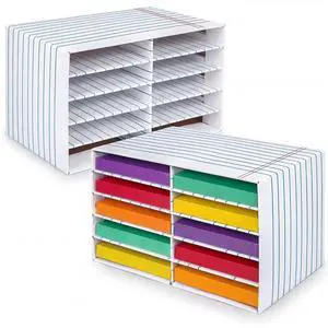 2 Pcs Notebook Classroom Paper Storage Organizer Construction Paper Storage Desktop Mailbox File Sorter Literature Cardboard Organizer for Home Office School, 19.7 x 12.4 x 11.8 Inch 2 Pcs Notebook Classroom Paper Storage Organizer Construction Paper Storage Desktop Mailbox File Sorter Literature Cardboard Organizer for Home Office School, 19.7 x 12.4 x 11.8 Inch