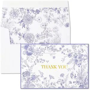 Purple Floral Thank You Cards with Envelopes, 50 Pack Lavender Wedding Thank You Notes Bulk for Bridal Shower Baby Shower Business Graduation, All Occasion Purple Floral Thank You Cards with Envelopes, 50 Pack Lavender Wedding Thank You Notes Bulk for Bridal Shower Baby Shower Business Graduation, All Occasion