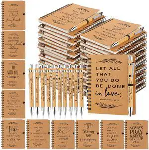 100 Pcs/ 50 Set Christian Gift Bulk Spiral Notebook and Pen, Brown Prayer Journal Bible Verse Ballpoint Pen, Religious Gift for Church Members Study Groups Women Men, Sunday School 100 Pcs/ 50 Set Christian Gift Bulk Spiral Notebook and Pen, Brown Prayer Journal Bible Verse Ballpoint Pen, Religious Gift for Church Members Study Groups Women Men, Sunday School