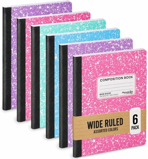 Hardcover Wide Ruled Composition Notebook, Bright Colors | 100 Sheets/200 Pages | 9.75 x 7.5 Inch | School, Office, Note-taking - 6 Pack Hardcover Wide Ruled Composition Notebook, Bright Colors | 100 Sheets/200 Pages | 9.75 x 7.5 Inch | School, Office, Note-taking - 6 Pack