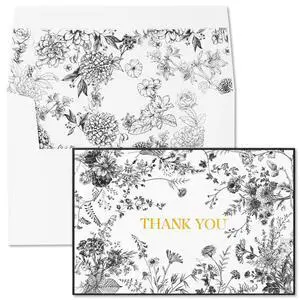 Black Floral Thank You Cards with Envelopes and Stickers, 50 Pack Wedding Thank You Notes Bulk for Bridal Shower Baby Shower Business Graduation, All Occasion Black Floral Thank You Cards with Envelopes and Stickers, 50 Pack Wedding Thank You Notes Bulk for Bridal Shower Baby Shower Business Graduation, All Occasion