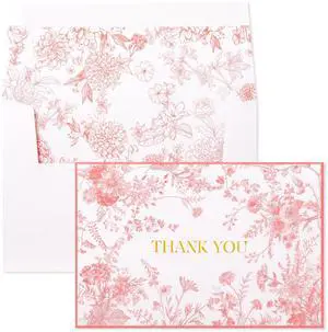 Pink Floral Thank you cards Gold Foil Greeting Notes Bulk with Envelopes(50 Pack) for Birthday, Baby Shower, Bridal Shower, Wedding, Graduation Pink Floral Thank you cards Gold Foil Greeting Notes Bulk with Envelopes(50 Pack) for Birthday, Baby Shower, Bridal Shower, Wedding, Graduation