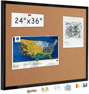 24x36 Large Cork Board for Walls with Black Solid Wood Frame, Premium Double Sided Bulletin Board for Office & Home, Decorative Hanging Pin Notice Board, 1 Pack 24x36 Large Cork Board for Walls with Black Solid Wood Frame, Premium Double Sided Bulletin Board for Office & Home, Decorative Hanging Pin Notice Board, 1 Pack