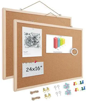 16x24 Cork Boards for Walls with Solid Wood Frame, Double Sided Small Cork Bulletin Board for Office & Home, Decorative Hanging Pin Notice Board, 2 Pack 16x24 Cork Boards for Walls with Solid Wood Frame, Double Sided Small Cork Bulletin Board for Office & Home, Decorative Hanging Pin Notice Board, 2 Pack