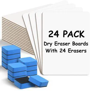24 Pack Dry Erase Boards, 9x12 Inch Double Sided Whiteboards with Erasers Small White Board Bulk for Students Teachers, Personal White boards with 24 Erasers, Office School Classroom Supplies 24 Pack Dry Erase Boards, 9x12 Inch Double Sided Whiteboards with Erasers Small White Board Bulk for Students Teachers, Personal White boards with 24 Erasers, Office School Classroom Supplies