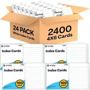 Index Cards 4x6 Bulk, (2400 Cards), Notecards 4x6 lined, Blank on Back, Flashcards for School Home and Office, Ruled Index Card, 100 Per Pack, (24 Pack) Index Cards 4x6 Bulk, (2400 Cards), Notecards 4x6 lined, Blank on Back, Flashcards for School Home and Office, Ruled Index Card, 100 Per Pack, (24 Pack)