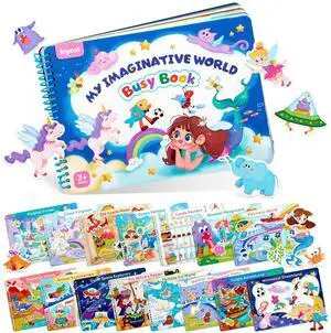 Imagination Busy Book for Toddlers Ages 3-5, English 15 fantasy scenes with magical creatures, underwater adventures and role-play worlds build creativity and preschool skills Imagination Busy Book for Toddlers Ages 3-5, English 15 fantasy scenes with magical creatures, underwater adventures and role-play worlds build creativity and preschool skills