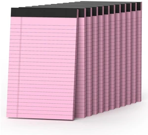 360 Sheets Pink Note Pads 5" x 8" Pack of 12 Small Legal Pads College Ruled Lined Paper with Micro-Perforated Writing Notebook 30 Sheets per Pad Small Notepad for School, Office & Home Supplies 360 Sheets Pink Note Pads 5" x 8" Pack of 12 Small Legal Pads College Ruled Lined Paper with Micro-Perforated Writing Notebook 30 Sheets per Pad Small Notepad for School, Office & Home Supplies