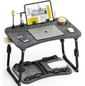 Lap Desk for Bed Adjustable Height, Foldable Bed Table with Storage Drawer, Tablet Slot & Cup Holder, Portable Laptop Stand for Bed & Sofa, Bed Desk for Adults & Kids, Deep Stone Color Lap Desk for Bed Adjustable Height, Foldable Bed Table with Storage Drawer, Tablet Slot & Cup Holder, Portable Laptop Stand for Bed & Sofa, Bed Desk for Adults & Kids, Deep Stone Color