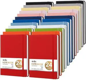 24 Pack A5 Hardcover Lined Notebook,192 pg College Ruled 5.5x8.3 Bulk notebooks for work,office & professional use,Waterproof faux leather,lay-flat elastic closure 24 Pack A5 Hardcover Lined Notebook,192 pg College Ruled 5.5x8.3 Bulk notebooks for work,office & professional use,Waterproof faux leather,lay-flat elastic closure
