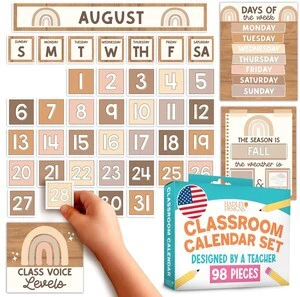 Classroom Calendar Set -School Calendar Bulletin Board Decor Kids Class Calendar for Boho Classroom Decor, Kindergarten Preschool Teacher Must Haves, Homeschool & Daycare Essentials Classroom Calendar Set -School Calendar Bulletin Board Decor Kids Class Calendar for Boho Classroom Decor, Kindergarten Preschool Teacher Must Haves, Homeschool & Daycare Essentials