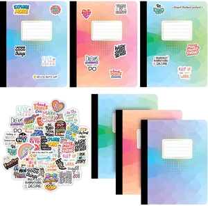 Jainzy Composition Notebooks, 6 Pack with 100 Motivational Stickers,College Ruled, 9.7 x 7.5 inches, 140 Pages, Gold Foil Details Jainzy Composition Notebooks, 6 Pack with 100 Motivational Stickers,College Ruled, 9.7 x 7.5 inches, 140 Pages, Gold Foil Details