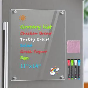 Acrylic Fridge Whiteboard Magnetic Dry Erase Board, 11 x 14 Inch Larger Writing Space, Strong Magnetic Hold, Smooth Writing and Easy Cleaning for Grocery Lists and Family Organization Acrylic Fridge Whiteboard Magnetic Dry Erase Board, 11 x 14 Inch Larger Writing Space, Strong Magnetic Hold, Smooth Writing and Easy Cleaning for Grocery Lists and Family Organization