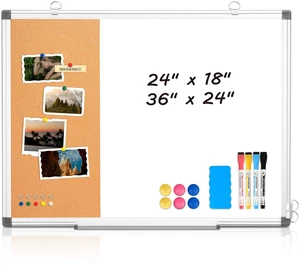 Magnetic Dry Erase White Board Cork Board Combo for Wall with Accessories 36"x24" Vision Board Manifestation Whiteboard Corkboard Combination Aluminum Frame Home Office School Supplies ADHD Planner Magnetic Dry Erase White Board Cork Board Combo for Wall with Accessories 36"x24" Vision Board Manifestation Whiteboard Corkboard Combination Aluminum Frame Home Office School Supplies ADHD Planner