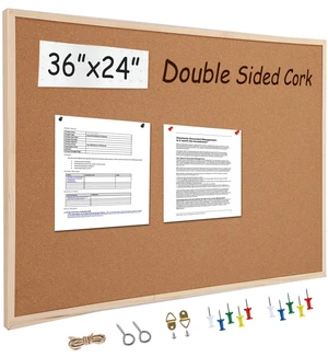 24x36 Large Cork Board for Walls with Solid Wood Frame, Premium Double Sided Bulletin Board for Office & Home, Decorative Hanging Pin Notice Board, 1 Pack 24x36 Large Cork Board for Walls with Solid Wood Frame, Premium Double Sided Bulletin Board for Office & Home, Decorative Hanging Pin Notice Board, 1 Pack