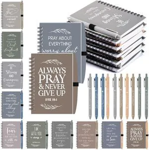 60 Pcs/30 Set Christian Gift Bulk Spiral Notebook and Pen, Morandi Prayer Journal Bible Verse Ballpoint Pen, Religious Gift for Church Members Study Groups Women Men, Sunday School 60 Pcs/30 Set Christian Gift Bulk Spiral Notebook and Pen, Morandi Prayer Journal Bible Verse Ballpoint Pen, Religious Gift for Church Members Study Groups Women Men, Sunday School