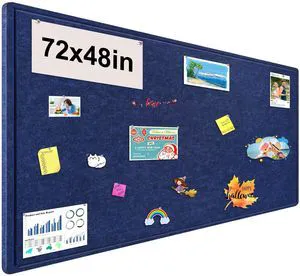 Large Bulletin Board, 72x48 Inches Cork Board Alternative, Large Felt Board Decorative Pin Board for Wall, Foldable Photo Board Self-Adhesive Vision Board with 36 Pushpins Dark Blue Large Bulletin Board, 72x48 Inches Cork Board Alternative, Large Felt Board Decorative Pin Board for Wall, Foldable Photo Board Self-Adhesive Vision Board with 36 Pushpins Dark Blue
