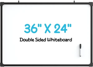 36" x 24" Large Double-Sided Dry Erase Whiteboard, Aluminum Frame Professional Dry Erase Board, easy wipe, wall mounting, large writing space for home office meeting planning, includes marker 36" x 24" Large Double-Sided Dry Erase Whiteboard, Aluminum Frame Professional Dry Erase Board, easy wipe, wall mounting, large writing space for home office meeting planning, includes marker