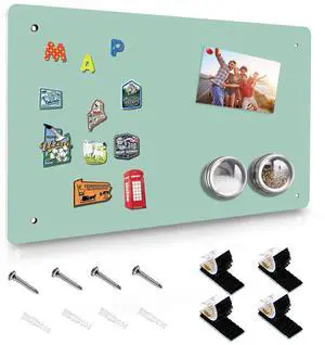 Green Magnetic Board,17.5" x 11.4" Magnet Bulletin Board to Display Magnetic Notes, Poetry, Photos, Suitable for Wall, Refrigerator, Cabinet etc, Come with 4 Pcs Dual Lock Tape and Screws Green Magnetic Board,17.5" x 11.4" Magnet Bulletin Board to Display Magnetic Notes, Poetry, Photos, Suitable for Wall, Refrigerator, Cabinet etc, Come with 4 Pcs Dual Lock Tape and Screws