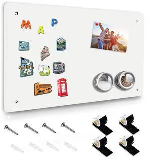 White Magnetic Board,17.5" x 11.4" Magnet Bulletin Board to Display Magnetic Notes, Poetry, Photos, Suitable for Wall, Refrigerator, Cabinet etc, Come with 4 Pcs Dual Lock Tape and Screws White Magnetic Board,17.5" x 11.4" Magnet Bulletin Board to Display Magnetic Notes, Poetry, Photos, Suitable for Wall, Refrigerator, Cabinet etc, Come with 4 Pcs Dual Lock Tape and Screws