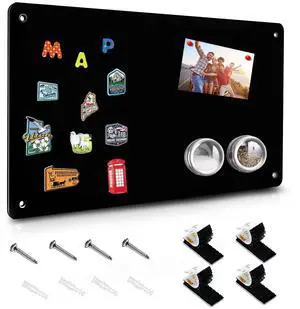 Black Magnetic Board,17.5" x 11.4" Magnet Bulletin Board to Display Magnetic Notes, Poetry, Photos, Suitable for Wall, Refrigerator, Cabinet etc, Come with 4 Pcs Dual Lock Tape and Screws Black Magnetic Board,17.5" x 11.4" Magnet Bulletin Board to Display Magnetic Notes, Poetry, Photos, Suitable for Wall, Refrigerator, Cabinet etc, Come with 4 Pcs Dual Lock Tape and Screws