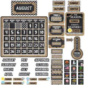 85 Pcs Calendar Bulletin Board Set Classroom Decor, Rustic Classroom Calendar Bulletin Board, with Numbers Month Weather, Back to School Wall Chalkboard Decorations 85 Pcs Calendar Bulletin Board Set Classroom Decor, Rustic Classroom Calendar Bulletin Board, with Numbers Month Weather, Back to School Wall Chalkboard Decorations