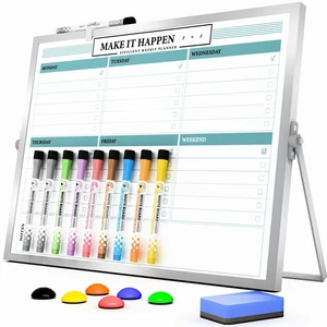 Weekly Calendar Whiteboard with Stand, Dry Erase Magnetic 16"x12" 10 Markers, 6 Magnets, 1 Eraser, Portable Desktop Weekly Schedule Whiteboard for School, Office & Home Planning Weekly Calendar Whiteboard with Stand, Dry Erase Magnetic 16"x12" 10 Markers, 6 Magnets, 1 Eraser, Portable Desktop Weekly Schedule Whiteboard for School, Office & Home Planning