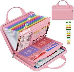 Fireproof Accordion File Organizer, Expanding File Folder, Pink 13 Pocket Colorful, Handle, Zipper & Labels, Multi-Pockets Paper Organizer, for Letter A4 Files, Home, Office, School Fireproof Accordion File Organizer, Expanding File Folder, Pink 13 Pocket Colorful, Handle, Zipper & Labels, Multi-Pockets Paper Organizer, for Letter A4 Files, Home, Office, School