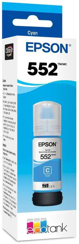 552 EcoTank Ink Ultra-high Capacity Bottle Cyan (T552220-S) Works with ET-8500, 8550 552 EcoTank Ink Ultra-high Capacity Bottle Cyan (T552220-S) Works with ET-8500, 8550