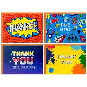 Thank You Cards, Assorted 24-Pack (Comic Book & Gamer Designs) Thank You Cards, Assorted 24-Pack (Comic Book & Gamer Designs)