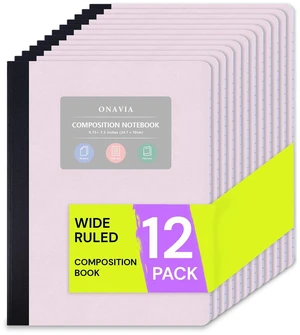 Pink Plastic Composition Notebook Wide Ruled Bulk, 160 Pages 80 Sheets, 9.75 x 7.5 in, 12 Pack Poly Cover Notebook, Waterproof, Durable, Sewn Binding, Notebooks for School Pink Plastic Composition Notebook Wide Ruled Bulk, 160 Pages 80 Sheets, 9.75 x 7.5 in, 12 Pack Poly Cover Notebook, Waterproof, Durable, Sewn Binding, Notebooks for School