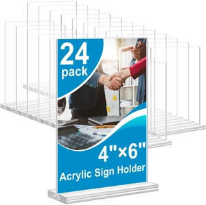 Acrylic Sign Holder 4x6 Inches 24 Pack, Double Sided Clear Display Stand Table Top Sign Paper Holder, Vertical Menu Flyer Holder, Plastic Sign Frame for Stores, Restaurants, Hotels, Office Acrylic Sign Holder 4x6 Inches 24 Pack, Double Sided Clear Display Stand Table Top Sign Paper Holder, Vertical Menu Flyer Holder, Plastic Sign Frame for Stores, Restaurants, Hotels, Office