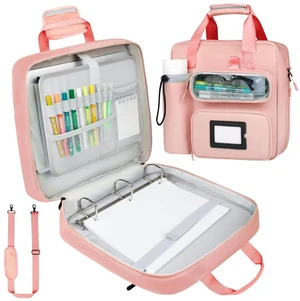 3 Inch Zipper 3 D-Ring Binder Bag, 700 Sheet Portfolio Organizer with Shoulder Strap, 13 Inch Laptop Sleeve, Pen& Bottle Pocket for Middle School, Peach 3 Inch Zipper 3 D-Ring Binder Bag, 700 Sheet Portfolio Organizer with Shoulder Strap, 13 Inch Laptop Sleeve, Pen& Bottle Pocket for Middle School, Peach