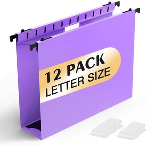 Extra Capacity Plastic Hanging File Folders,12 Pack, Letter, Purple Letter Size, Reinforced Hang Folder, Heavy Duty 2 In Expansion, w/ Tabs, Filing Cabinet Folders for Bulk Files/Medical Charts Extra Capacity Plastic Hanging File Folders,12 Pack, Letter, Purple Letter Size, Reinforced Hang Folder, Heavy Duty 2 In Expansion, w/ Tabs, Filing Cabinet Folders for Bulk Files/Medical Charts