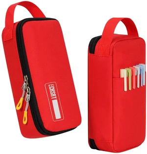 Large Capacity Pencil Case with Hidden Pocket, 1200D Oxford Fabric Zipper Pencil Pouch with Handle, Multi-Pocket Stationery Organizer for Office, College, Travel and Daily Carry - Red Large Capacity Pencil Case with Hidden Pocket, 1200D Oxford Fabric Zipper Pencil Pouch with Handle, Multi-Pocket Stationery Organizer for Office, College, Travel and Daily Carry - Red