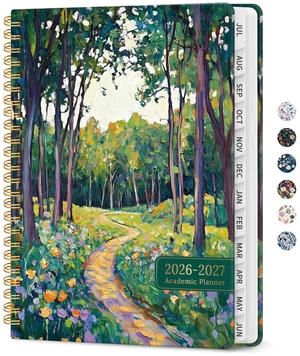 Planner 2026-2027, Monthly & Weekly Jul 2026-Jun 2027 Calendar Planner 6.3" x 8.5", Hardcover Academic Organizer with Tabs, Pretty Calendar Book for Women, Students, Teachers, Forest Pathway Planner 2026-2027, Monthly & Weekly Jul 2026-Jun 2027 Calendar Planner 6.3" x 8.5", Hardcover Academic Organizer with Tabs, Pretty Calendar Book for Women, Students, Teachers, Forest Pathway