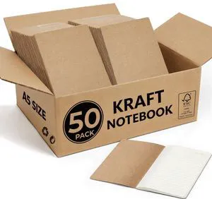 50 Pack Kraft Notebooks Bulk A5, 60 Pages Lined Ruled Journals, 8.3x5.5 In 80gsm Cream Paper, Natural Kraft Cover, Composition Style For Classrooms, Offices, Workshops & Supply Rooms 50 Pack Kraft Notebooks Bulk A5, 60 Pages Lined Ruled Journals, 8.3x5.5 In 80gsm Cream Paper, Natural Kraft Cover, Composition Style For Classrooms, Offices, Workshops & Supply Rooms