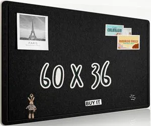 Foldable Felt Bulletin Board for Wall, 60x36 inches, Black Large Cork Board Alternative with 25 Pushpins, Decorative Photo Display Board Pin Board 5x3, For Home, Office & School Foldable Felt Bulletin Board for Wall, 60x36 inches, Black Large Cork Board Alternative with 25 Pushpins, Decorative Photo Display Board Pin Board 5x3, For Home, Office & School