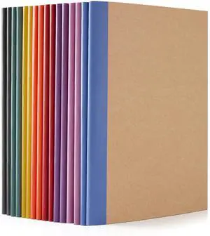 16 Pack Composition Notebooks Bulk, Kraft Cover Lined Blank College Ruled Composition Travel Journals with Jewel Tone Spines For Women Students, 60 Pages, 8.3x 5.5, A5, 8 Vintage Colors 16 Pack Composition Notebooks Bulk, Kraft Cover Lined Blank College Ruled Composition Travel Journals with Jewel Tone Spines For Women Students, 60 Pages, 8.3x 5.5, A5, 8 Vintage Colors