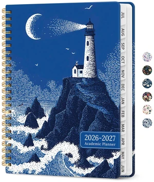 Planner 2026-2027, Monthly & Weekly Jul 2026-Jun 2027 Calendar Planner 6.3" x 8.5", Hardcover Academic Organizer with Tabs, Pretty Calendar Book for Women, Students, Teachers, Lunar Lighthouse Planner 2026-2027, Monthly & Weekly Jul 2026-Jun 2027 Calendar Planner 6.3" x 8.5", Hardcover Academic Organizer with Tabs, Pretty Calendar Book for Women, Students, Teachers, Lunar Lighthouse