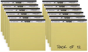Wide Landscape Legal Pad, Canary Yellow, 12 Pads, 11" x 9.5", College-Ruled with Margin, 20 lb Recycled Paper, 40 Perforated Sheets, Made in USA 0070972745216 Wide Landscape Legal Pad, Canary Yellow, 12 Pads, 11" x 9.5", College-Ruled with Margin, 20 lb Recycled Paper, 40 Perforated Sheets, Made in USA 0070972745216